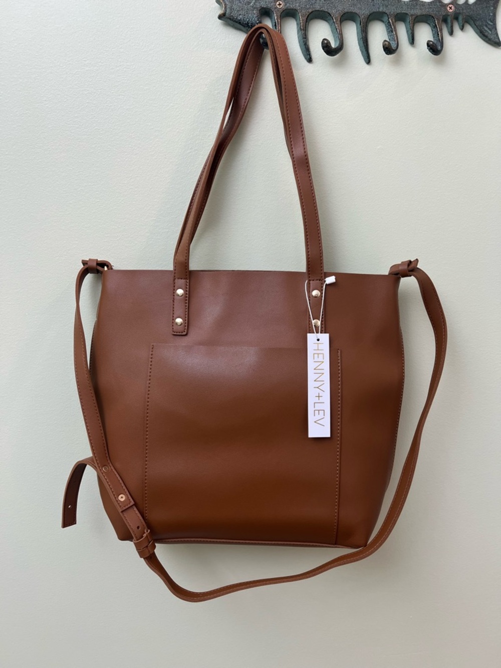 Henny +Lev Camel/Cognac Vegan Leather Brown Everyday Tote NWT